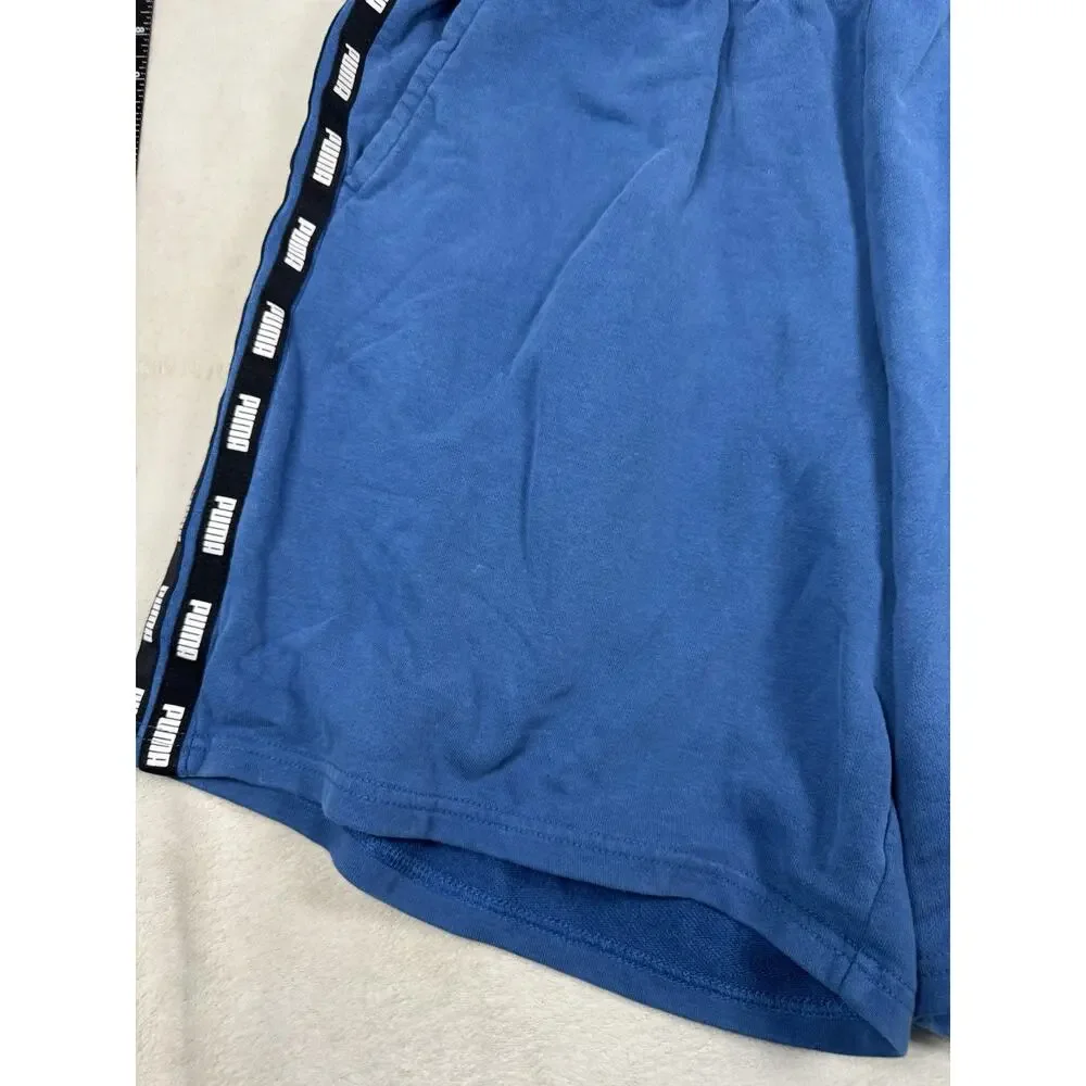 Puma Men’s Blue Fleece Shorts Logo Tape Side XL Athletic Lounge Sweat Shorts